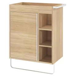 Meuble Buanderie|Meuble De Salle De Bains Faible Profondeur|GoodHome Meuble sous vasque faible profondeur à poser avec porte-serviettes effet bois l.65 x H.82 x P.36 cm, Maza