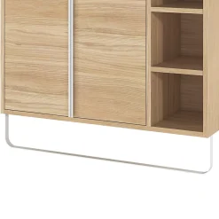 GoodHome Meuble sous vasque faible profondeur à poser avec porte-serviettes effet bois l.85 x H.82 x P.36 cm, Maza