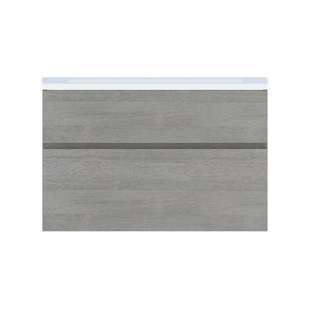 Cooke & Lewis Meuble sous vasque faible profondeur effet chêne clair l.90 cm 2 tiroirs, Calao
