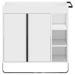 Meuble Buanderie|Meuble De Salle De Bains Faible Profondeur|GoodHome Meuble sous vasque faible profondeur à poser avec porte-serviettes blanc l.85 x H.82 x P.36 cm, Maza