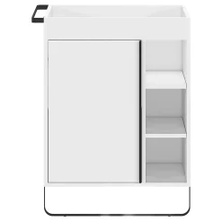 Meuble Buanderie|Meuble De Salle De Bains Faible Profondeur|GoodHome Meuble sous vasque faible profondeur à poser avec porte-serviettes blanc l.65 x H.82 x P.36 cm, Maza
