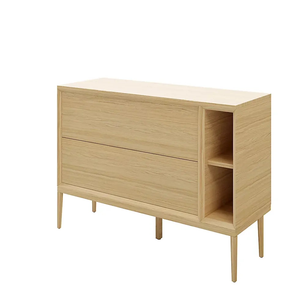 GoodHome Meuble sous vasque Avela placage chêne 100 cm + plan de toilette Avela 120 cm + niche 20 cm + pieds