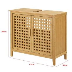 [En.Casa] Meuble sous vasque Ingmarsö avec 2 portes en bambou 60 x 67 x 30 cm en.casa