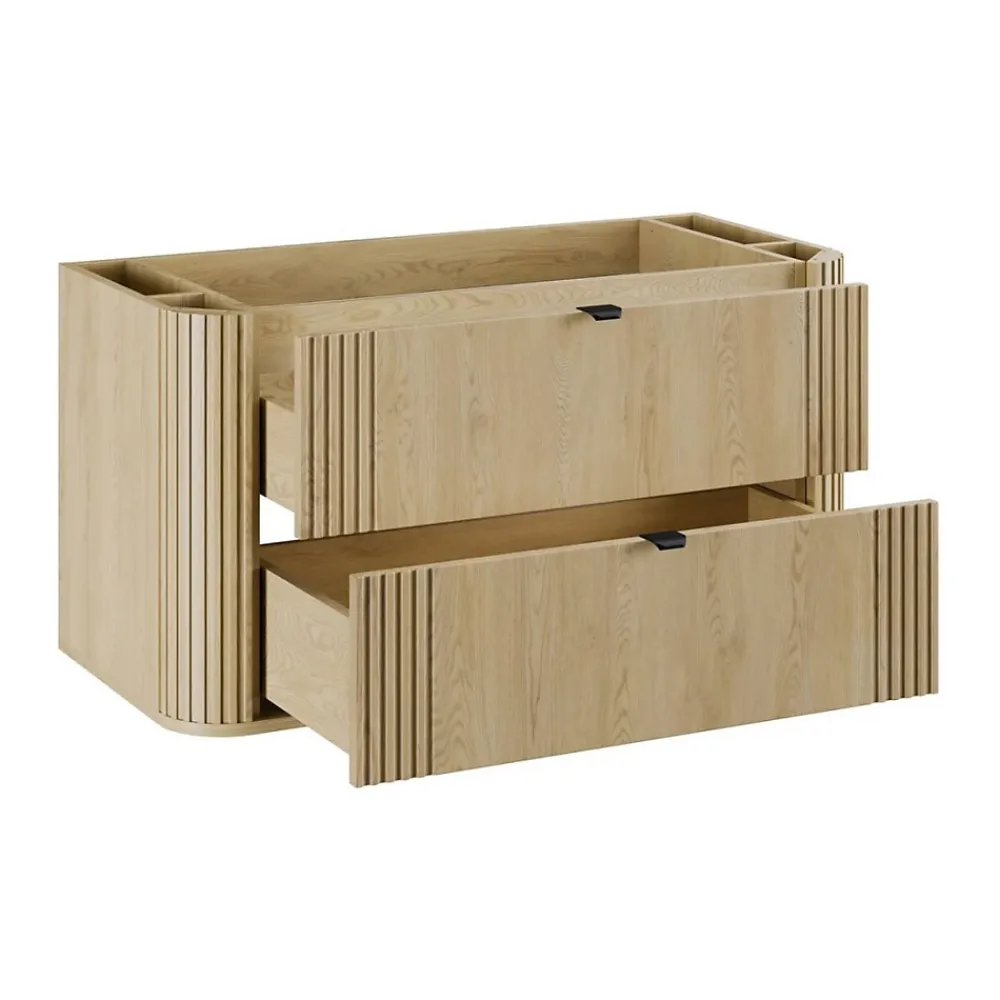 Meuble Sous-Vasque|Meublorama Meuble sous vasque KORI 100 cm chene clair 2 tiroirs suspendus