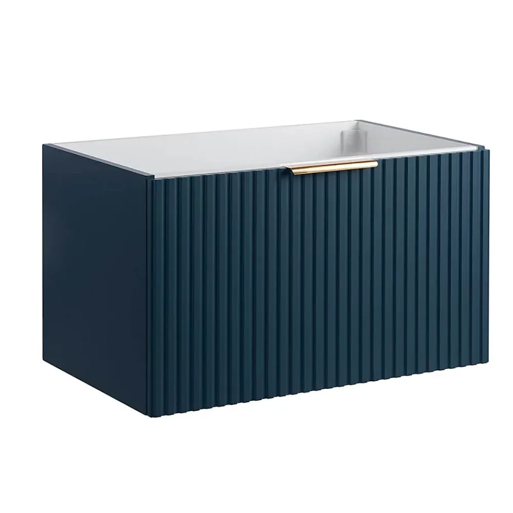 Bain-Bain Meuble sous vasque prémonté 1 tiroir bleu 80 cm STRIA -