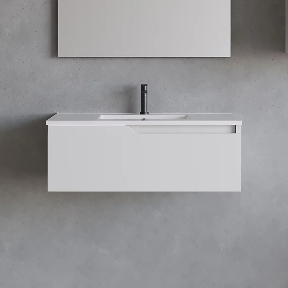 Cosyneo Meuble sous vasque seul, 1 tiroir, 80cm, simple vasque - blanc mat - CADIX