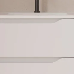 Cosyneo Meuble sous vasque seul, 2 tiroirs et 1 porte, 80cm, vasque déportée droite - blanc mat - ZARZA