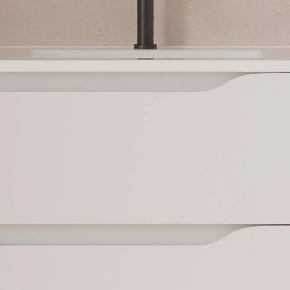 Cosyneo Meuble sous vasque seul, 2 tiroirs et 1 porte, 80cm, vasque déportée droite - blanc mat - ZARZA