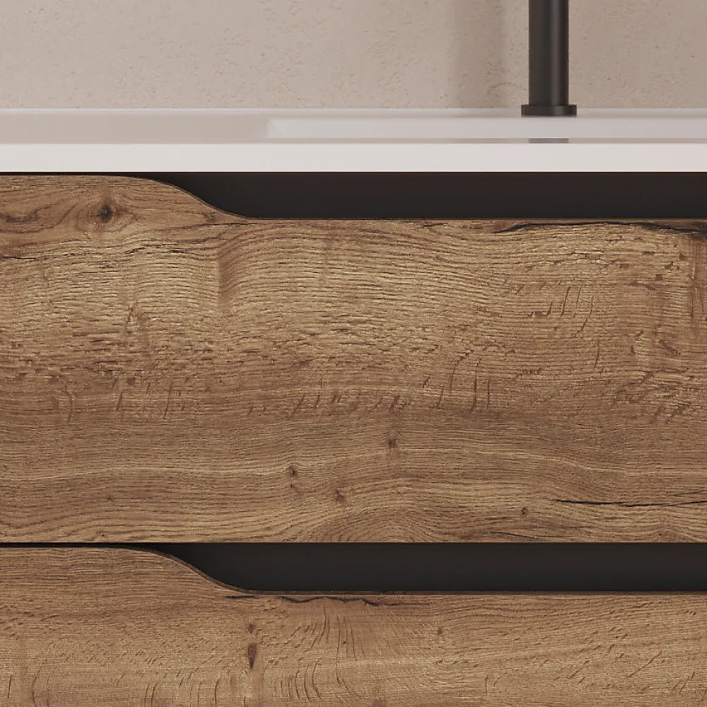 Meuble Sous Lavabo|Cosyneo Meuble sous vasque seul, 2 tiroirs et 1 porte, 80cm, vasque centrée - tabaco (bois foncé) - ZARZA