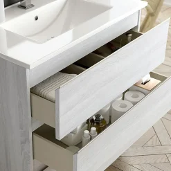 Cosyneo Meuble sous vasque seul, 2 tiroirs, 70cm, simple vasque - hibernian (bois blanchi) - BALEA