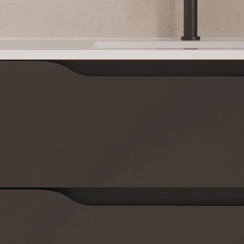Cosyneo Meuble sous vasque seul, 2 tiroirs et 1 porte, 80cm, vasque centrée - noir - ZARZA