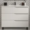 Cosyneo Meuble sous vasque seul, 3 tiroirs, 80cm, simple vasque - blanc mat - MATA