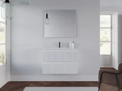 Meuble Sous Lavabo|Cosyneo Meuble sous vasque seul, 2 tiroirs, 80cm, simple vasque - blanc mat - RIBERA