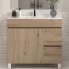 Meuble Sous Lavabo|Cosyneo Meuble sous vasque seul, 2 tiroirs et 2 portes, 80cm, simple vasque - cambrian (chêne clair) - HARO