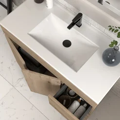 Meuble Sous Lavabo|Cosyneo Meuble sous vasque seul, 2 tiroirs et 2 portes, 80cm, simple vasque - cambrian (chêne clair) - HARO