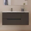 Meuble Sous Lavabo|Cosyneo Meuble sous vasque seul, 2 tiroirs et 1 porte, 100cm, vasque déportée gauche - noir - ZARZA