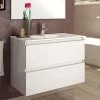 Cosyneo Meuble sous vasque seul, 2 tiroirs, 100cm, simple vasque - blanc laqué - BALEA