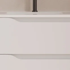 Cosyneo Meuble sous vasque seul, 2 tiroirs et 1 porte, 80cm, vasque déportée gauche - blanc mat - ZARZA