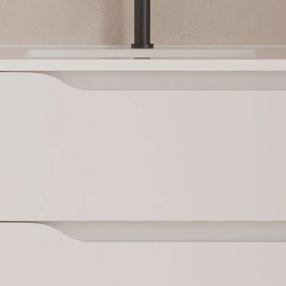 Cosyneo Meuble sous vasque seul, 2 tiroirs et 1 porte, 80cm, vasque déportée gauche - blanc mat - ZARZA