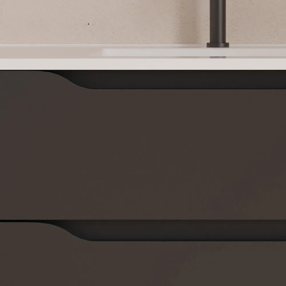 Meuble Sous Lavabo|Cosyneo Meuble sous vasque seul, 2 tiroirs et 1 porte, 120cm, vasque déportée gauche - noir - ZARZA