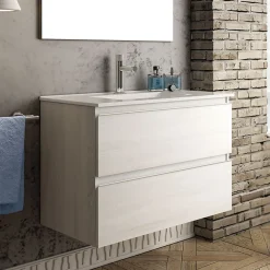 Cosyneo Meuble sous vasque seul, 2 tiroirs, 60cm, simple vasque - hibernian (bois blanchi) - BALEA