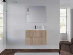 Cosyneo Meuble sous vasque seul, 2 tiroirs, 60cm, simple vasque - cambrian (chêne clair) - RIBERA