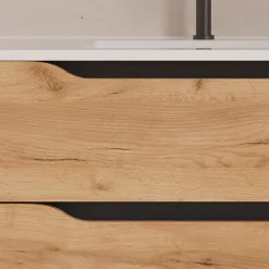 Cosyneo Meuble sous vasque seul, 2 tiroirs et 1 porte, 120cm, vasque déportée gauche - roble (bois clair) - ZARZA