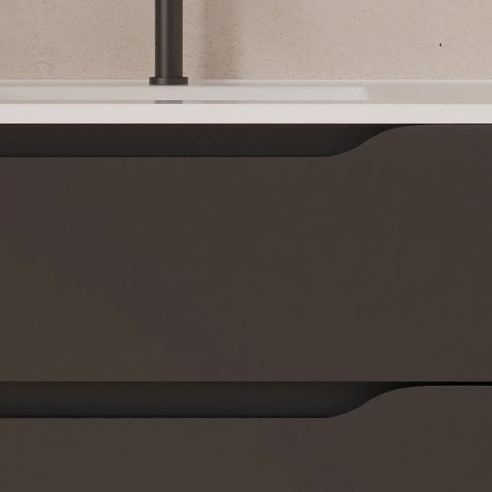 Meuble Sous Lavabo|Cosyneo Meuble sous vasque seul, 2 tiroirs et 1 porte, 120cm, vasque déportée droite - noir - ZARZA