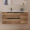 Meuble Sous Lavabo|Cosyneo Meuble sous vasque seul, 2 tiroirs et 1 porte, 100cm, vasque déportée gauche - tabaco (bois foncé) - ZARZA
