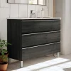 Cosyneo Meuble sous vasque seul, 3 tiroirs, 100cm, simple vasque - ebony (bois noir) - PALMA