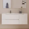 Meuble Sous Lavabo|Cosyneo Meuble sous vasque seul, 2 tiroirs et 1 porte, 120cm, vasque déportée gauche - blanc mat - ZARZA