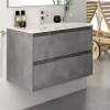 Meuble Sous Lavabo|Cosyneo Meuble sous vasque seul, 2 tiroirs, 80cm, simple vasque - ciment (gris) - IRIS