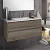 Meuble Sous Lavabo|Cosyneo Meuble sous vasque seul, 2 tiroirs, 100cm, simple vasque - britannia (chêne foncé) - IRIS
