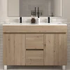 Meuble Sous Lavabo|Cosyneo Meuble sous vasque seul, 2 tiroirs et 4 portes, 120cm, simple vasque - cambrian (chêne clair) - HARO
