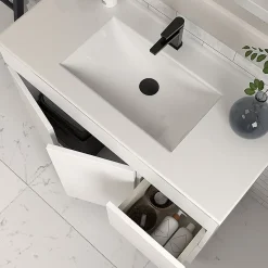 Cosyneo Meuble sous vasque seul, 2 tiroirs et 2 portes, 80cm, simple vasque - blanc brillant - HARO