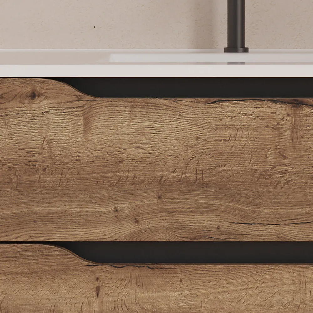 Meuble Sous Lavabo|Cosyneo Meuble sous vasque seul, 2 tiroirs et 1 porte, 120cm, vasque déportée gauche - tabaco (bois foncé) - ZARZA