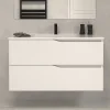 Cosyneo Meuble sous vasque seul, 2 tiroirs, 90cm, simple vasque - blanc mat - LUNA