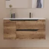 Cosyneo Meuble sous vasque seul, 2 tiroirs et 1 porte, 100cm, vasque déportée droite - tabaco (bois foncé) - ZARZA