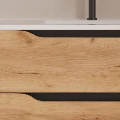 Cosyneo Meuble sous vasque seul, 2 tiroirs et 1 porte, 80cm, vasque centrée - roble (bois clair) - ZARZA