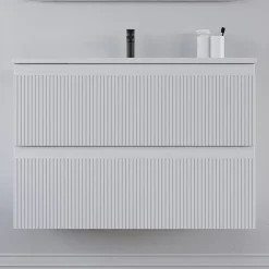 Cosyneo Meuble sous vasque seul, 2 tiroirs, 60cm, simple vasque - blanc mat - RIBERA