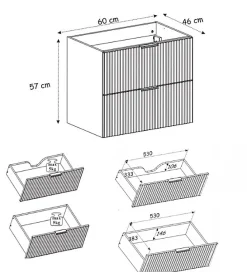 Meuble Sous Lavabo|Furnidea Meuble sous vasque sur pieds FLOW chêne craft 60 cm