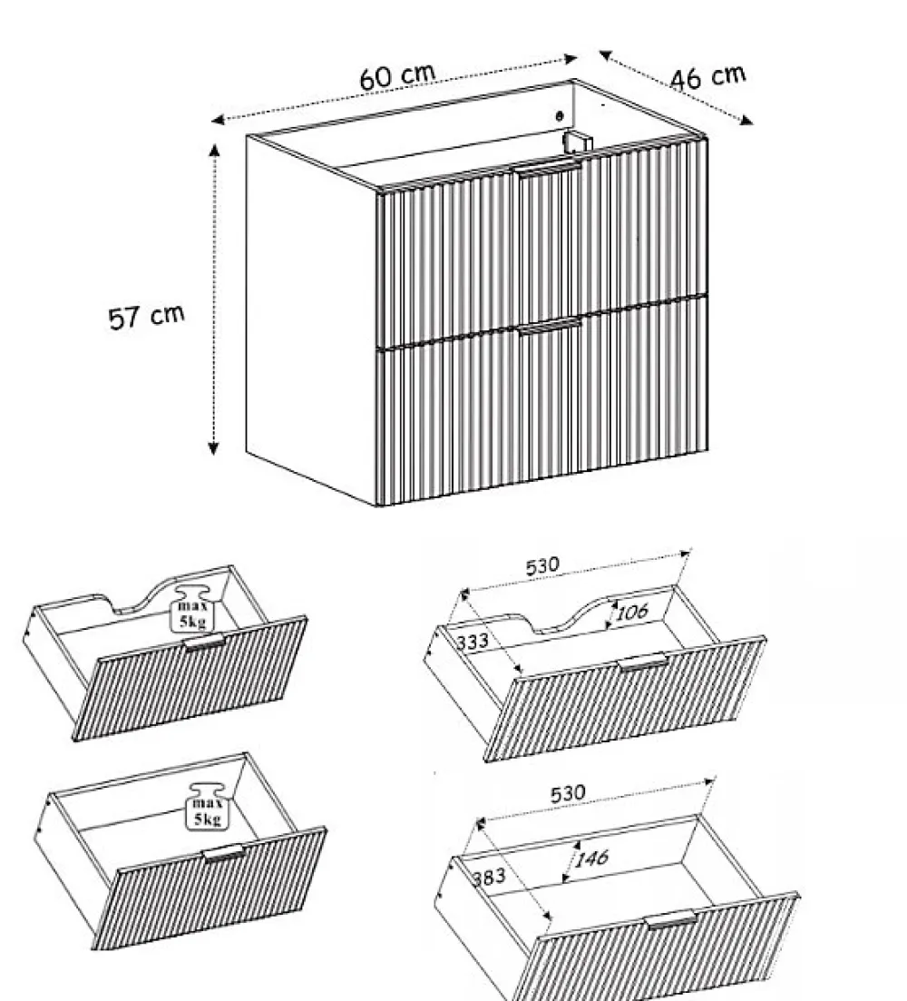 Meuble Sous Lavabo|Furnidea Meuble sous vasque sur pieds FLOW noir 60 cm