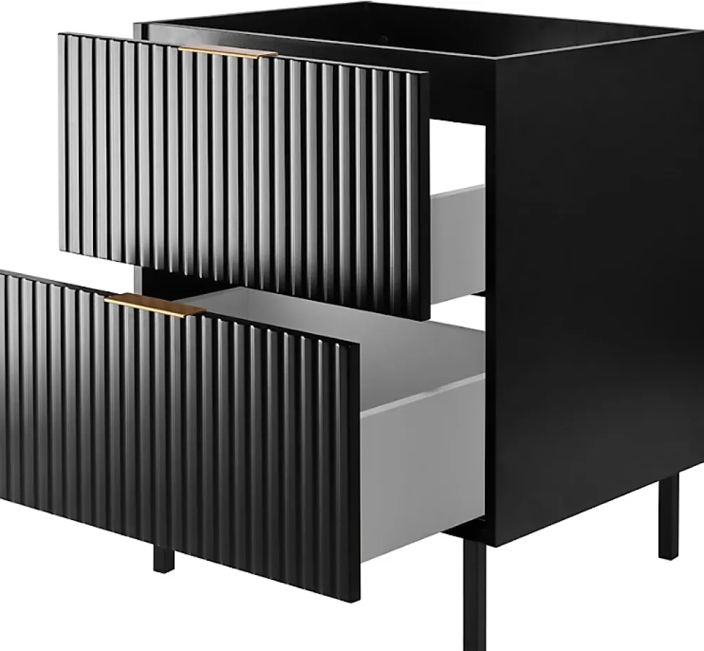 Meuble Sous Lavabo|Furnidea Meuble sous vasque sur pieds FLOW noir 60 cm