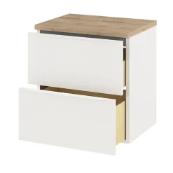 Meuble Buanderie|GoodHome Meuble sous vasque suspendu blanc mat l.60 x H.60 x P.45 cm, Imandra