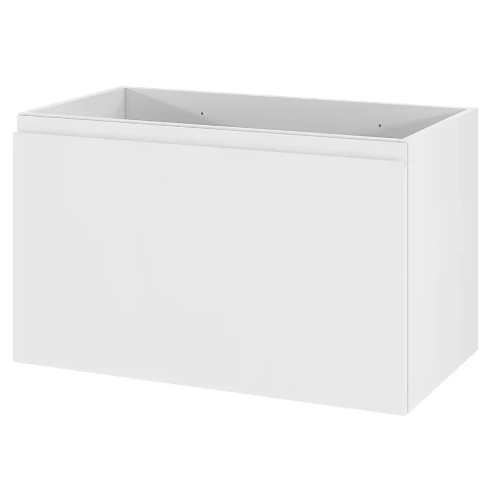 GoodHome Meuble sous vasque suspendu blanc mat 2 tiroirs l.80 x H.48 x P.45 cm Levanna