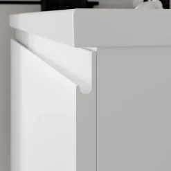 GoodHome Meuble sous vasque suspendu blanc mat 2 tiroirs l.80 x H.48 x P.45 cm Levanna