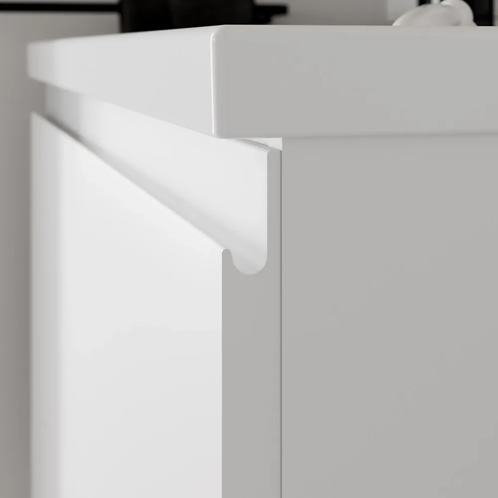 GoodHome Meuble sous vasque suspendu blanc mat 2 tiroirs l.80 x H.48 x P.45 cm Levanna