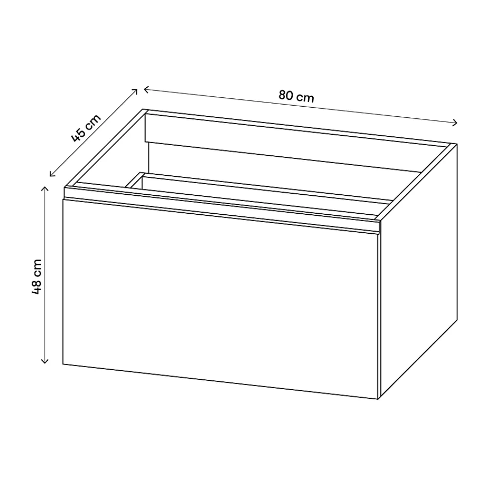 GoodHome Meuble sous vasque suspendu blanc mat 2 tiroirs l.80 x H.48 x P.45 cm Levanna