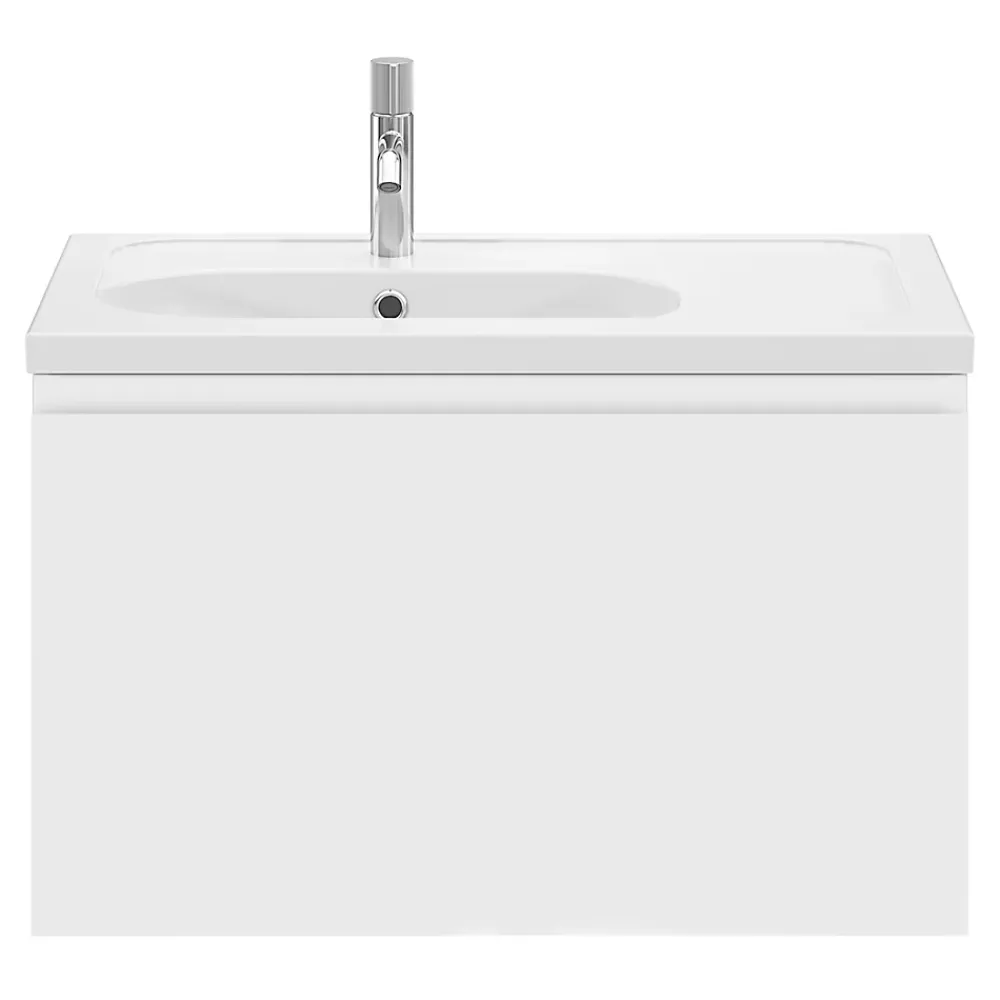 GoodHome Meuble sous vasque suspendu blanc mat 2 tiroirs l.80 x H.48 x P.45 cm Levanna