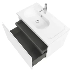 GoodHome Meuble sous vasque suspendu blanc mat 2 tiroirs l.80 x H.48 x P.45 cm Levanna